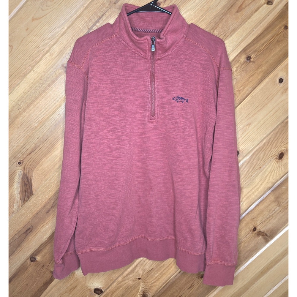 Orvis Sweater Mens‎ Medium Red 1/4 Zip Long Sleeve Pullover Pima Cotton Blend